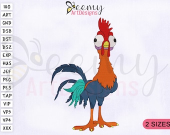Moana Heihei Machine Embroidery Design, Heihei Embroidery Designs, Cute Heihei Embroidery Designs, 2 Sizes Machine Embroidery Designs