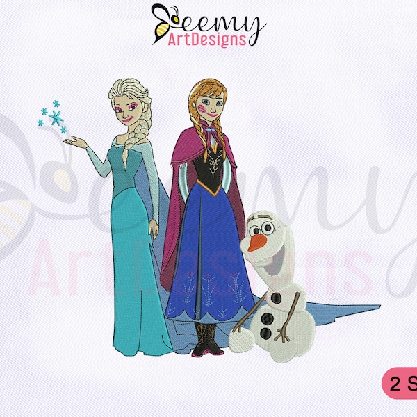 Princess Anna Elsa Olaf Frozen Embroidery Design, 4x4 and 5x7 Hoop, Frozen Embroidery Designs, Elsa Embroidery Design Anna Embroidery Design