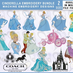 Cinderella Embroidery Designs Bundle, 2 Sizes EMB Designs, Princess Embroidery Bundle, Prince Charming, Cinderella, Pets Embroidery Designs