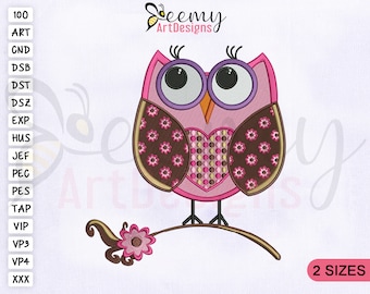 Spotted Baby Owl Embroidery Design, 4x4 and 5x7 Hoop, Baby Owl Machine Embroidery Design, Owl JEF Embroidery Designs, Birds Embroidery File