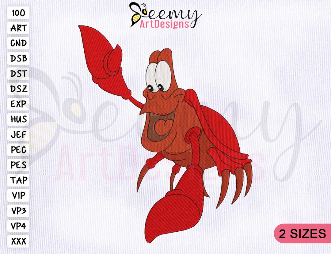 Sirenita Sebastian Machine Embroidery Design, the Little Mermaid