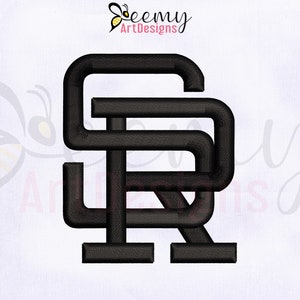 SR 3D Puff Woven Embroidery Design, 2.25 Inch Tall, Puff Embroidery Designs, SR 3D Puff Embroidery Design, 3D Puff Machine Embroidery Design