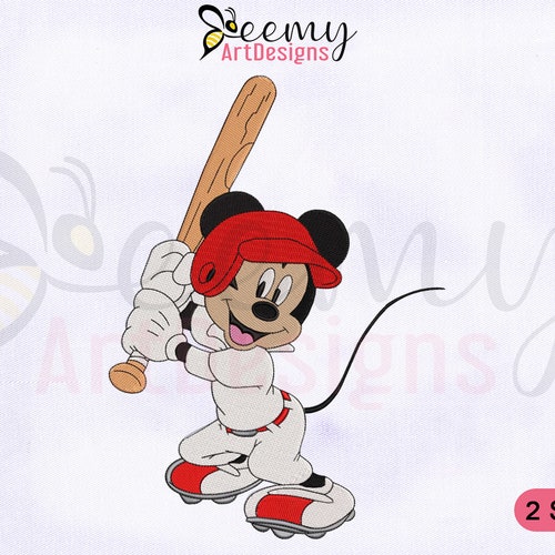 Mickey Mouse Baseball Embroidery Design (Instant Download)