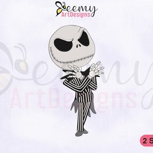 Diseño de bordado de Jack Skellington para Halloween, aro de 4 x 4 y 5 x 7, diseños de bordado de Halloween, bordado a máquina de Jack Skellington de pesadilla