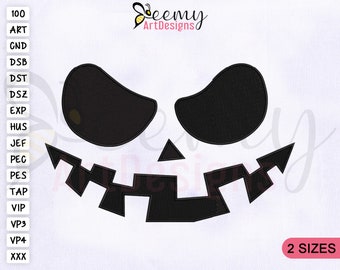 Scarry Pumpkin Face Embroidery Design, 4x4 and 5x7 Hoop, Pumpkin Face Machine Embroidery Designs, Scary Pumpkin Halloween Embroidery Designs