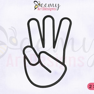 Disegno per ricamo con alfabeto del linguaggio dei segni della mano, W / Telaio 4x4 e 5x7 EMB / Disegno per ricamo con segno della mano, W / Disegno per ricamo con segno dell&#39;alfabeto, W