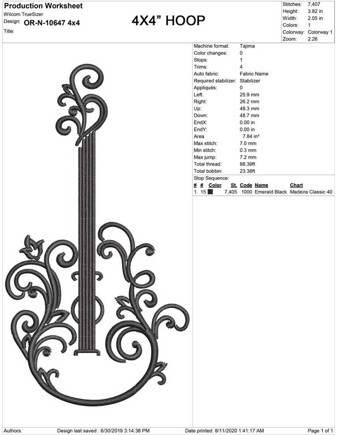 Floral Guitar Machine Embroidery Design 4x4 and 5x7 Hoop Etsy