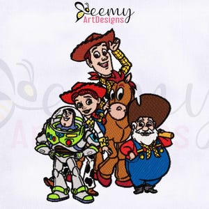 Toy Story Characters Machine Embroidery Design | 8x10 Hoop Embroidery Design | Toy Story Embroidery | Toy Characters Embroidery Design
