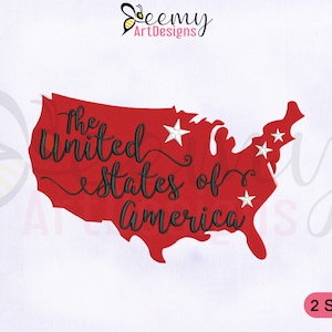 Die Vereinigten Staaten von Amerika Karte, Stickdatei | 10x10 Und 13x18 Hoop | Stickdatei USA Karte | Stickdatei mit Spruch | Stickdatei