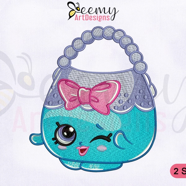 Shopkins Handbag Harriet Embroidery Design, 4x4 & 5x7 Hoop Handbag Harriet Shopkins Embroidery Design, Fashionable Handbag Embroidery Design