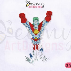 Superhero Captain Planet Embroidery Design, 4x4 and 5x7 Hoop, Captain Planet Machine Embroidery Design, Superhero Machine Embroidery Designs
