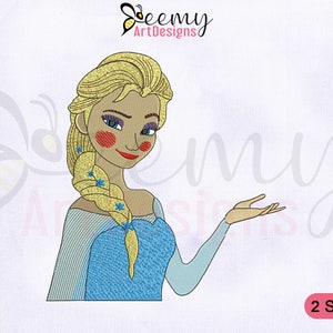 Beauty Princess Elsa Machine Embroidery Design, 4x4 and 5x7 Hoop, Frozen Princess Elsa Embroidery Design, Frozen Machine Embroidery Design