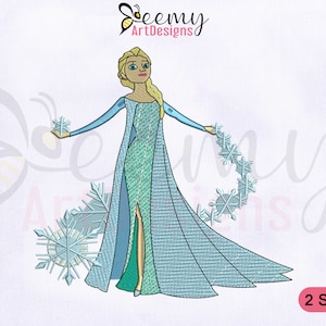 Frozen Princess Elsa Embroidery Design, 4x4 and 5x7 Hoop Design, Magical Princess Elsa Machine Embroidery Designs, Frozen Embroidery Designs