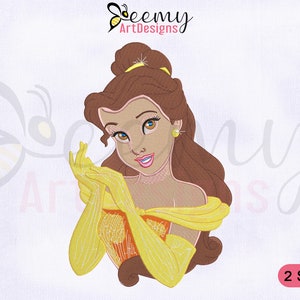 Beauty And The Beast Belle Embroidery Design, Beauty And The Beast Embroidery Designs, Princess Belle Embroidery Design, 2 Sizes EMB Design