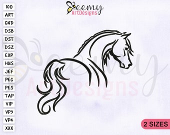 Horse Outline Machine Embroidery Design, 4x4 And 5x7 Hoop, Embroidery Designs, Horse Outline Embroidery Design, Silhouette Embroidery Design