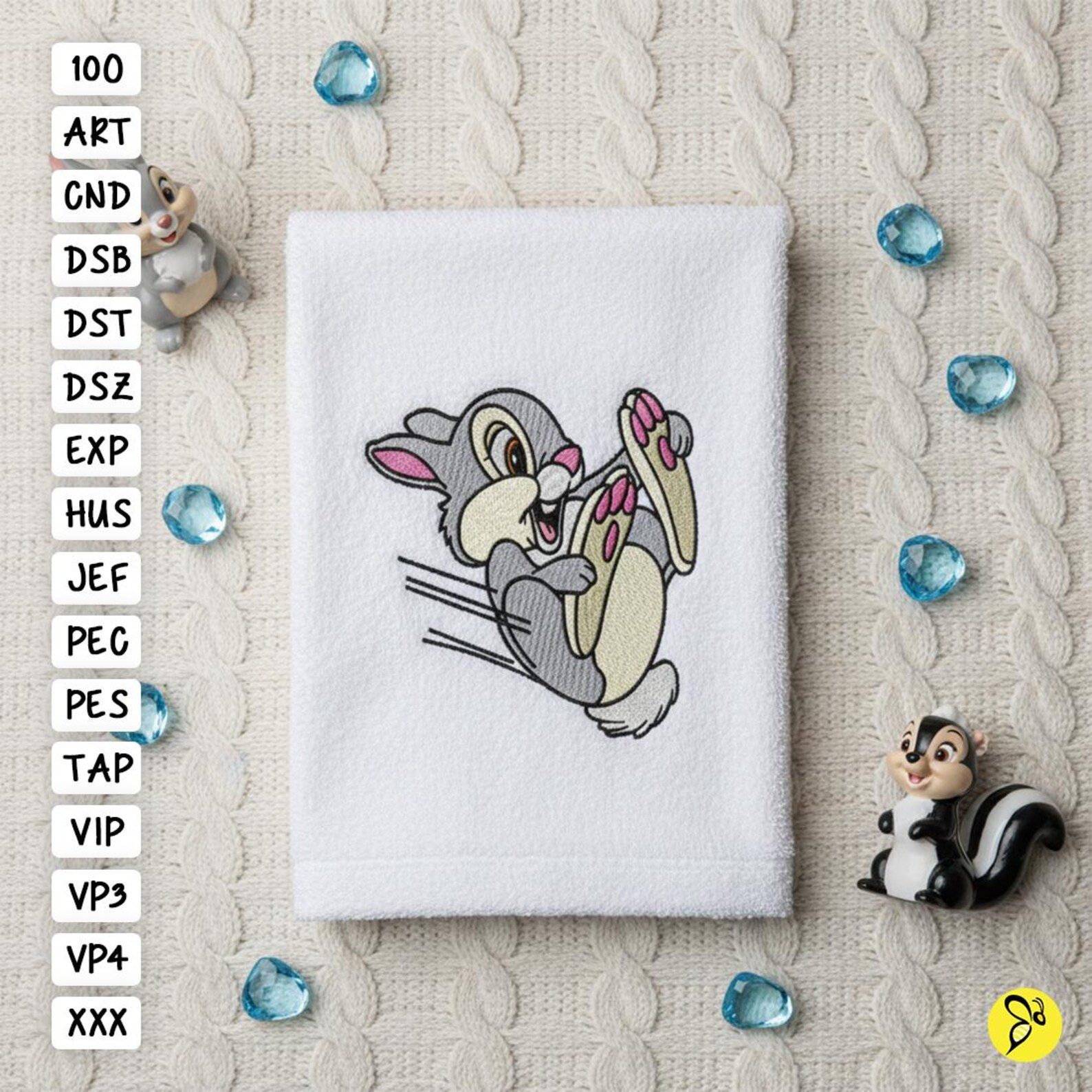 Sliding Thumper Machine Embroidery Design, 4x4 and 5x7 Hoop, Thumper ...