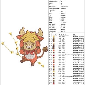 Baby Taurus Machine Embroidery Design, Chinese Zodiac Embroidery Design ...