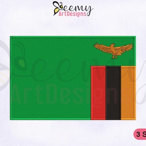 Zambia Flag Machine Embroidery Design | 2.5x2.5 Cap Design | 4x4 Hoop | 5x7 Hoop | Zambia Flag Embroidery Designs | Flags Embroidery Designs