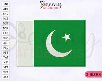 Pakistan Flag Machine Embroidery Design | 2.5x2.5 Hat EMB | 4x4 Hoop | 5x7 Hoop | Pakistan Flag Embroidery Design | Flags Embroidery Designs