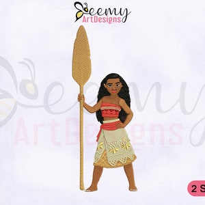 Princess Moana Machine Embroidery Design, 4x4 & 5x7 Hoop Embroidery Design, Princess Embroidery Designs, Princess Moana Embroidery Design