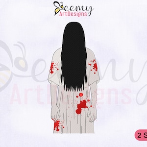 The Ring Samara Morgan Embroidery Design, 4x4 & 5x7 Hoop, The Ring Horror Embroidery Design, Killer Samara Morgan Machine Embroidery Design