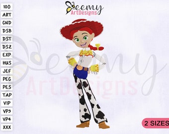 Jessie Toy Story Machine Embroidery Design, Toy Story Embroidery Designs, Jessie Embroidery Designs, 2 Sizes Machine Embroidery Designs