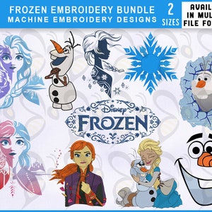 Frozen Embroidery Designs Bundle, 2 Sizes EMB Designs, Frozen Embroidery Bundle, Frozen Logo, Princess Elsa, Anna, Olaf, Embroidery Designs