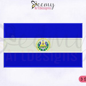 El Salvador Flag Machine Embroidery Design, 2.5x2.5, 4x4 and 5x7 Hoop Flag Embroidery Design, Flag of El Salvador Machine Embroidery Designs