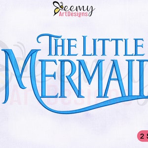 The Little Mermaid Logo Machine Embroidery Design, Logo Embroidery Design, Mermaid Logo Embroidery Design, 2 Sizes Machine Embroidery Design