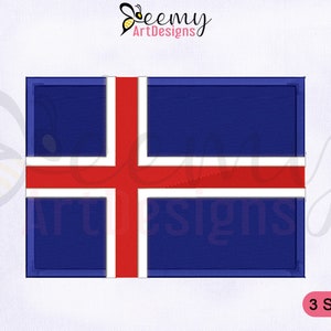 Iceland Flag Machine Embroidery Design | 2.5x2.5 And 4x4 Hoop Embroidery | 5x7 Hoop Flag Embroidery Designs | Ísland Flag Embroidery Design