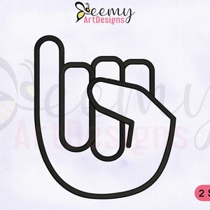 Disegno per ricamo a macchina segno alfabeto I / Design EMB per telaio 4x4 e 5x7 / Disegno per ricamo linguaggio dei segni I / Disegno per ricamo segno della mano I