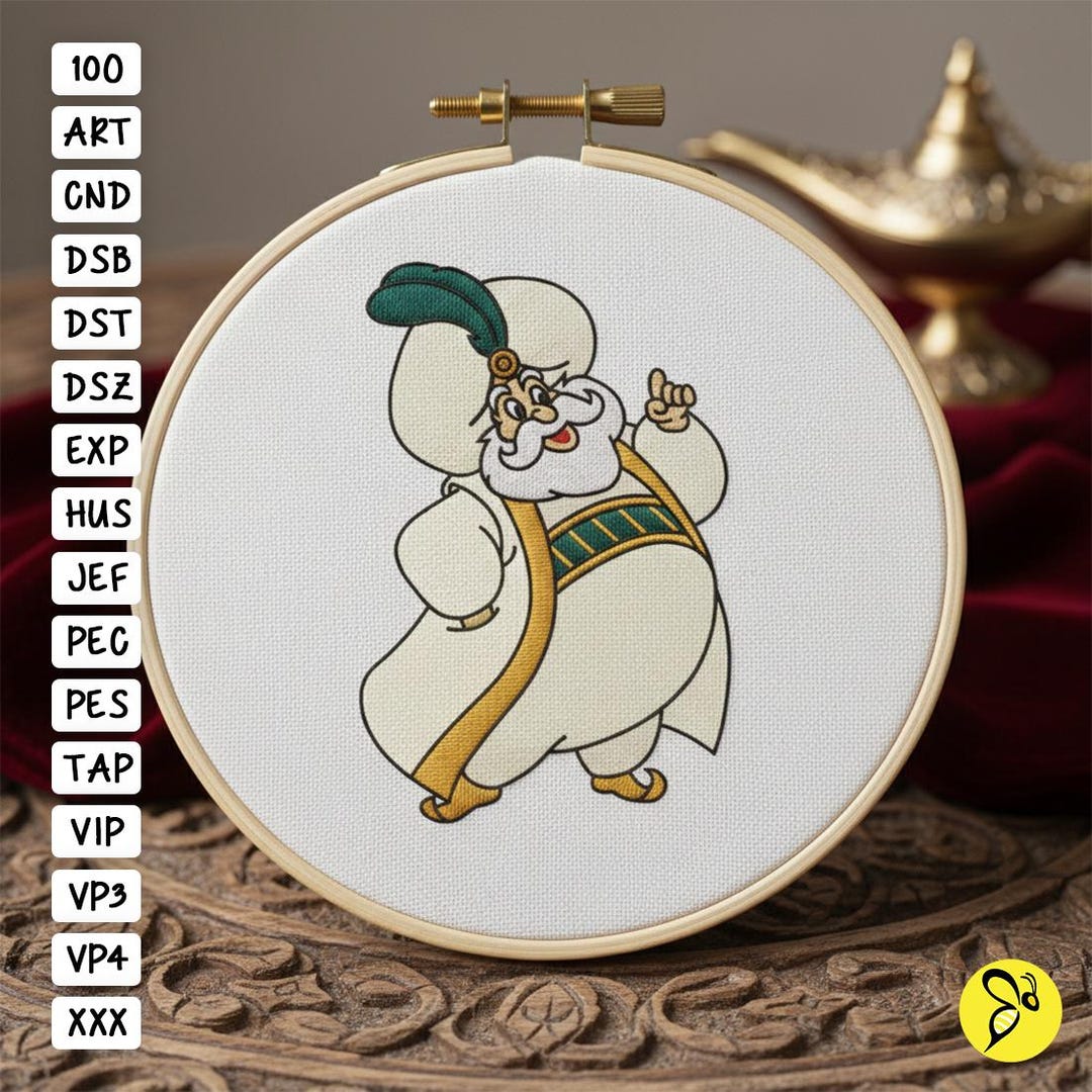 Aladdin the Sultan Machine Embroidery Design, Aladdin Embroidery Design ...