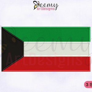 Kuwait Flag Machine Embroidery Design | 2.5x2.5 Hoop | 4x4 Hoop Design | 5x7 Hoop Kuwait Flag Embroidery Design | Flags Embroidery Designs