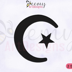 Muslim Crescent and Star Machine Embroidery Design | 4x4 And 5x7 Hoop EMB | Muslim Symbol Embroidery Design | Religous Embroidery Designs