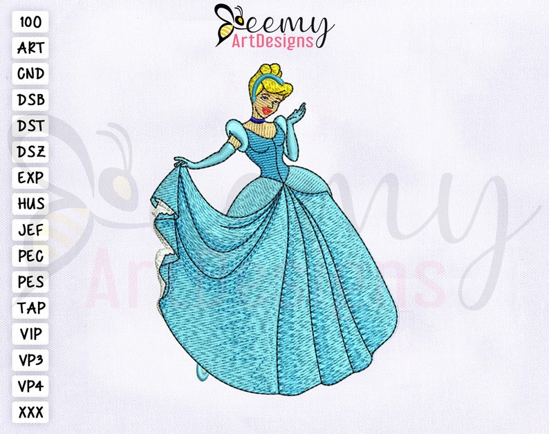 Princess Cinderella Embroidery Design 4x4 Hoop Disney Etsy