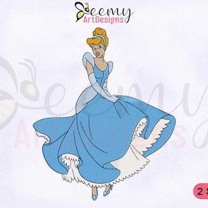 Cinderella Dancing Machine Embroidery Design, Princess Embroidery Design, Cinderella Embroidery Design, 2 Sizes Machine Embroidery Design