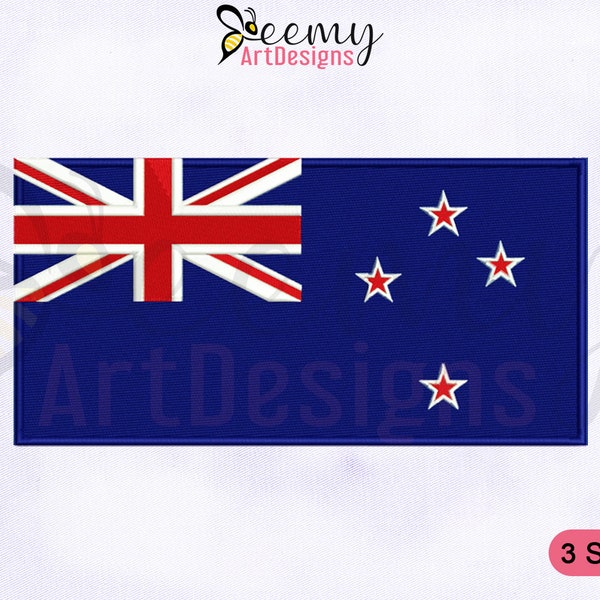 New Zealand Flag Machine Embroidery Design | 2.5x2.5 Cap Design | 4x4 Hoop | 5x7 Hoop | New Zealand Flag Embroidery Design | Flag EMB Design