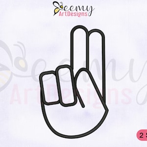 Disegno per ricamo con alfabeto U del linguaggio dei segni / Telaio 4x4 e 5x7 EMB / Disegno per ricamo con alfabeto U / Disegno per ricamo con segno U