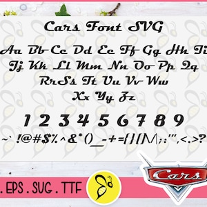 Cars Font Silhouette SVG Cut File, Dxf, Eps & TTF Font File, Cars Font Alphabets, Font Svg File for Silhouette Cameo or Cricut