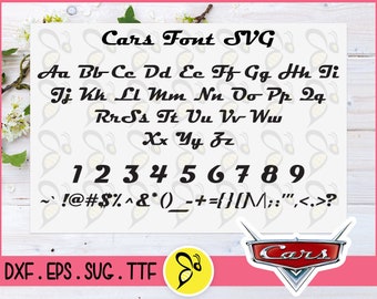 Cars Font Silhouette SVG Cut File, Dxf, Eps & TTF Font File, Cars Font Alphabets, Font Svg File for Silhouette Cameo or Cricut
