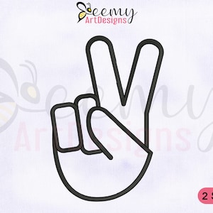 Disegno per ricamo con segno dell&#39;alfabeto V in lingua dei segni / Telaio 4x4 e 5x7 EMB / Disegno per ricamo con segno dell&#39;alfabeto V / Disegno per ricamo con segno dell&#39;alfabeto V