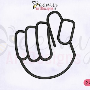 Disegno per ricamo a macchina con alfabeto T del linguaggio dei segni / Telaio 4x4 e 5x7 EMB / Disegno per ricamo con segno T dell&#39;alfabeto / Disegno per ricamo con segno T