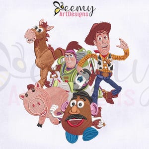 Toy Story Characters Machine Embroidery Design | 8x10 Hoop Embroidery Design | Toy Story Embroidery | Toy Characters Embroidery Design
