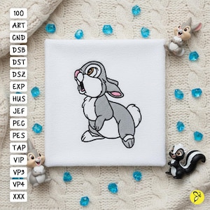Motif de broderie lapin Panpan, 4 tailles de motifs de broderie, Motifs de broderie Bambi, Motif de broderie Panpan, Motifs de broderie lapin