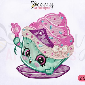 Shopkins Cupcake Princess Machine Embroidery Design, 4x4 & 5x7 Hoop, Cupcake Princess Embroidery Design, Shopkins Machine Embroidery Designs