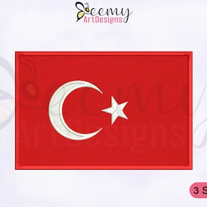 Turkey Flag Machine Embroidery Design | 2.5x2.5 Hat Design | 4x4 Hoop | 5x7 Hoop | Turkey Flag Embroidery Designs | Flags Embroidery Designs