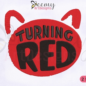 Turning Red Logo Machine Embroidery Design, Logo Machine Embroidery Design, 2 Sizes Embroidery Designs, Turning Red Logo Embroidery