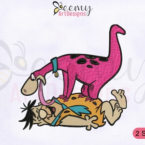 Wzór haftu „Flintstones Fred i Dino”, obręcz 4x4 i 5x7, wzory haftu „Flintstones”, wzory haftu „Fred”, wzory haftu „Dino EMB”