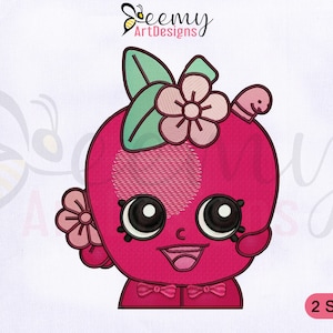 Shopkins Apple Blossom Machine Embroidery Design, 4x4 and 5x7 Hoop Embroidery, Apple Blossom Embroidery Design, Shopkins Embroidery Design