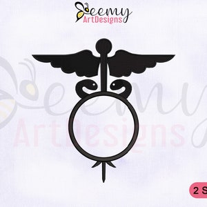 Caduceus Nurse Symbol Machine Embroidery Design | 4x4 & 5x7 Hoop EMB Designs | Symbol Embroidery Designs | Caduceus Symbol Embroidery Design